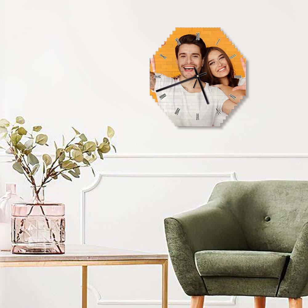 Personalized Building Block Desk Clock Wall Clock Personality Puzzle Custom Photo Pointer Brick Clock