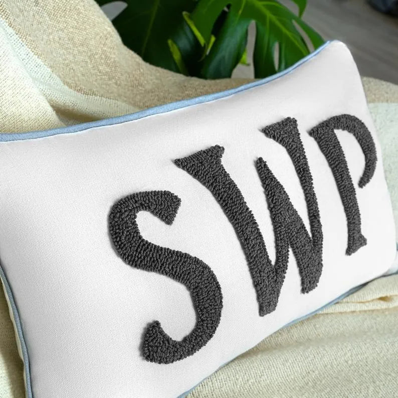 Home Decor Punch Needle Embroidered Custom Pillow Case Personalized Gift Graduation Gift Dorm Room Decor Kids Room Decor