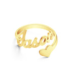 Custom Name Ring Heart Open Adjustable Rings