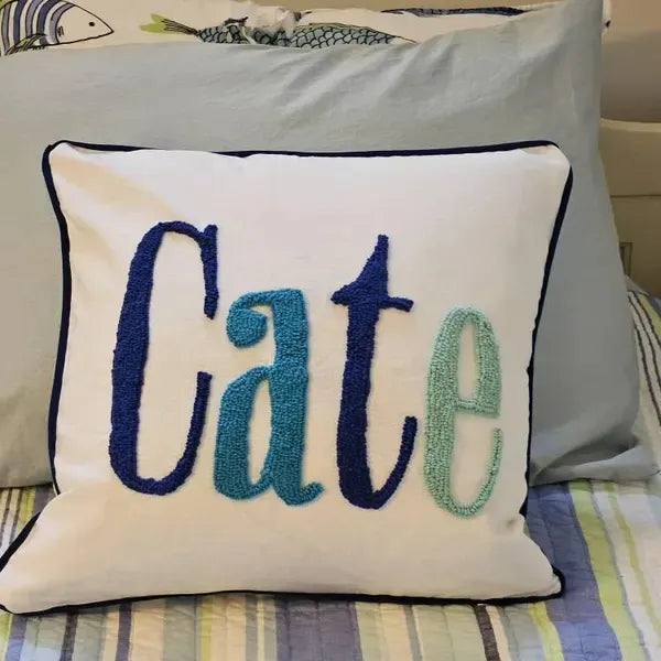 Home Decor Punch Needle Embroidered Custom Pillow Case Personalized Gift Graduation Gift Dorm Room Decor Kids Room Decor