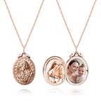 Personalized Photo Necklace Embossed Cubic Locket Necklace Birthday Gift for Mom