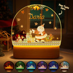 Custom Name Christmas Tree Personalized Santa Elk Night Light Bedroom Christmas Gift 3D Room Decor Night Light Desk Lamp Night Light Gift