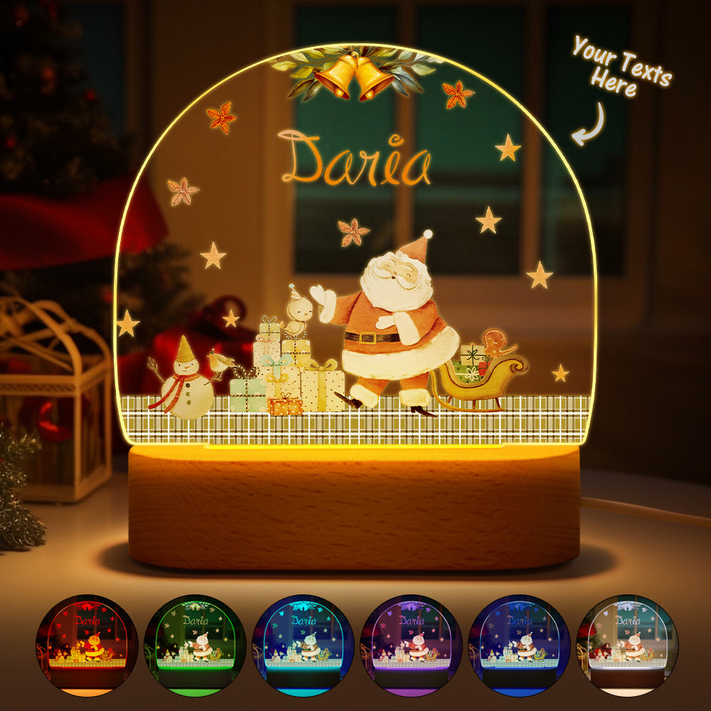 Custom Name Christmas Tree Personalized Santa Elk Night Light Bedroom Christmas Gift 3D Room Decor Night Light Desk Lamp Night Light Gift
