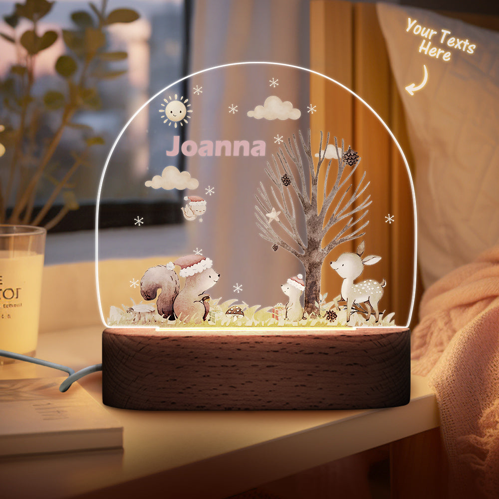 Custom Name Christmas Tree Personalized Santa Elk Night Light Bedroom Christmas Gift 3D Room Decor Night Light Desk Lamp Night Light Gift