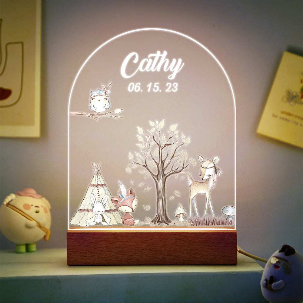 Custom Name Christmas Tree Personalized Santa Elk Night Light Bedroom Christmas Gift 3D Room Decor Night Light Desk Lamp Night Light Gift
